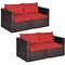 Costway 4PCS Patio Rattan Corner Sofa Sectional Furniture SetBlue\Beige\Navy Cushion